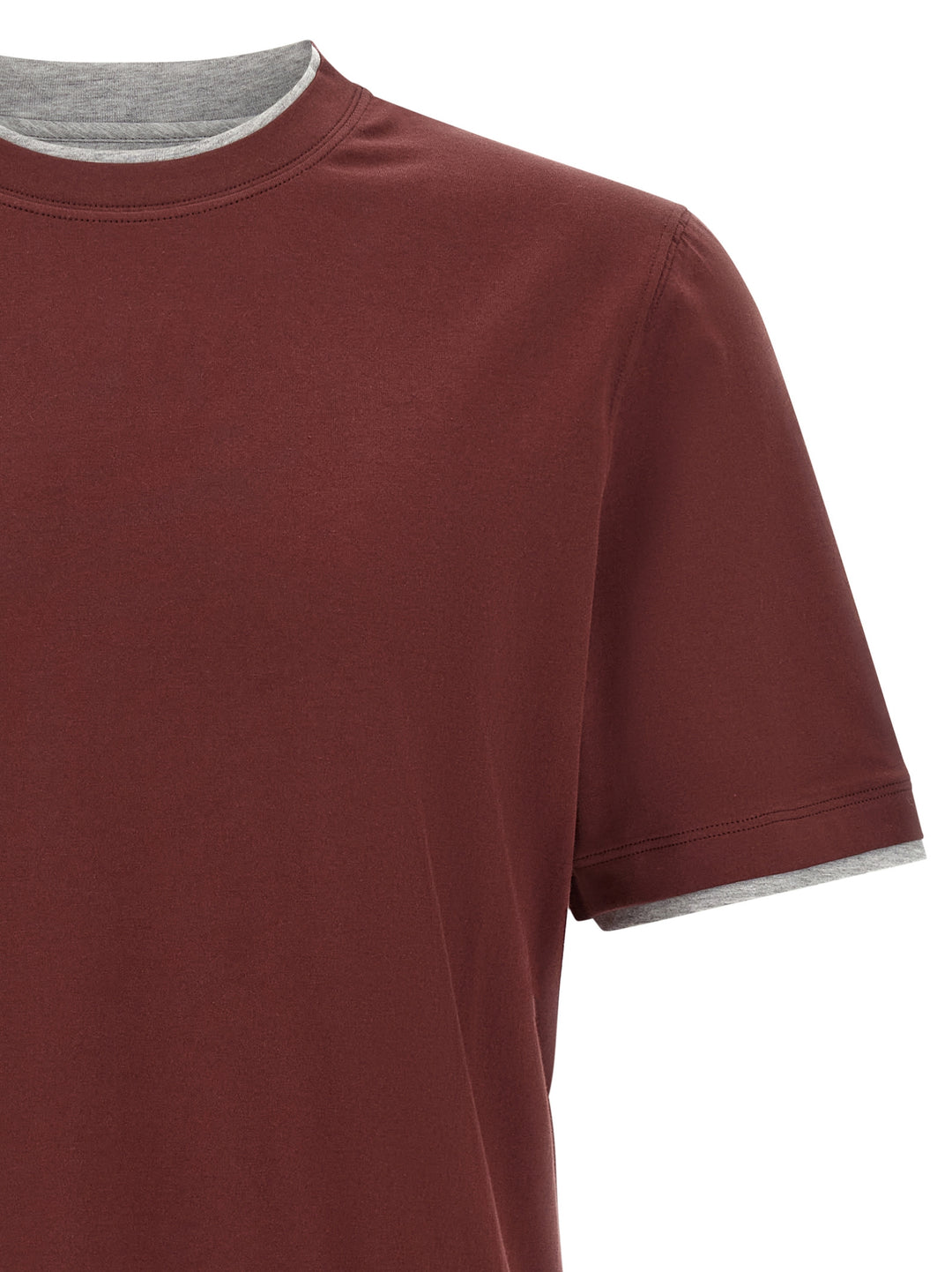 Brunello Cucinelli Bordeaux Cotton T-Shirt