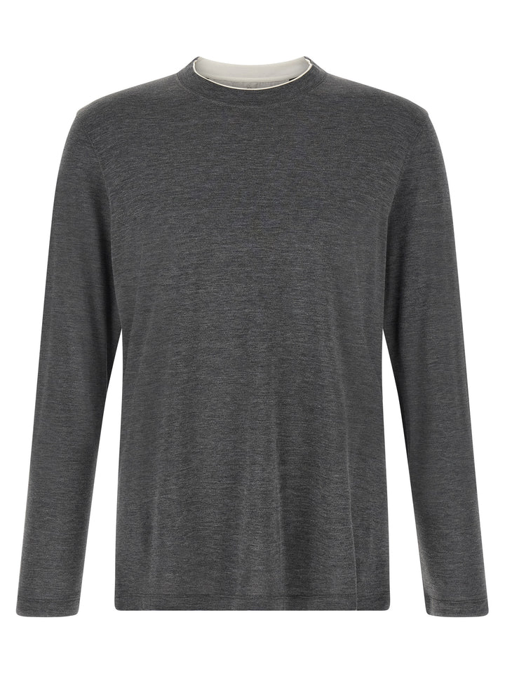 Brunello Cucinelli Gray Silk T-Shirt