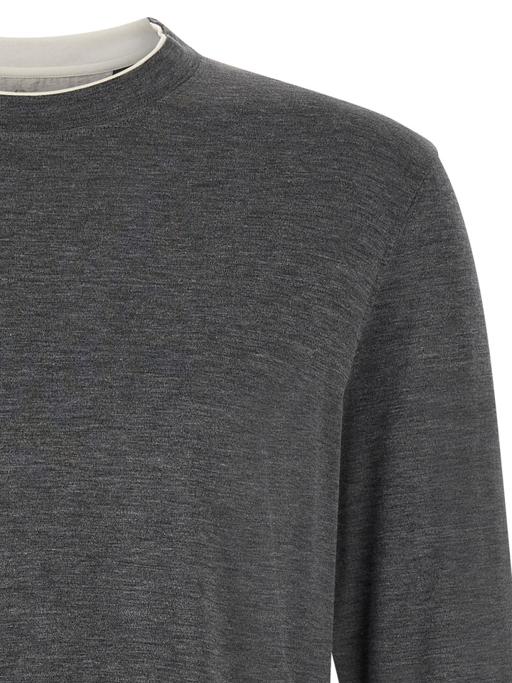 Brunello Cucinelli Gray Silk T-Shirt