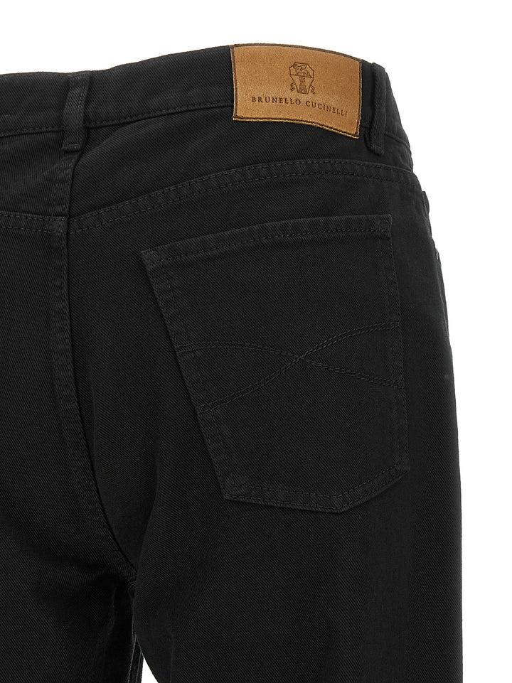 Brunello Cucinelli Black Cotton Straight-Leg Jeans