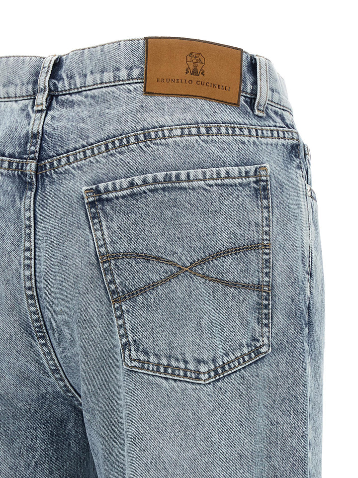 Brunello Cucinelli Blue Cotton High-Waisted Jean