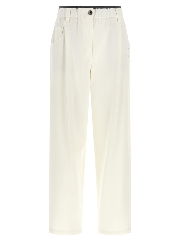 Brunello Cucinelli White Cotton Casual Pants