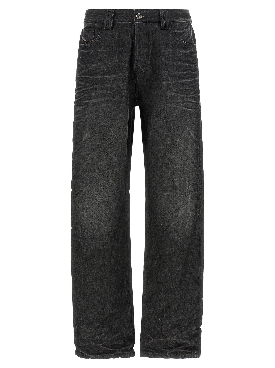 Diesel Gray Cotton Straight-Leg Jeans