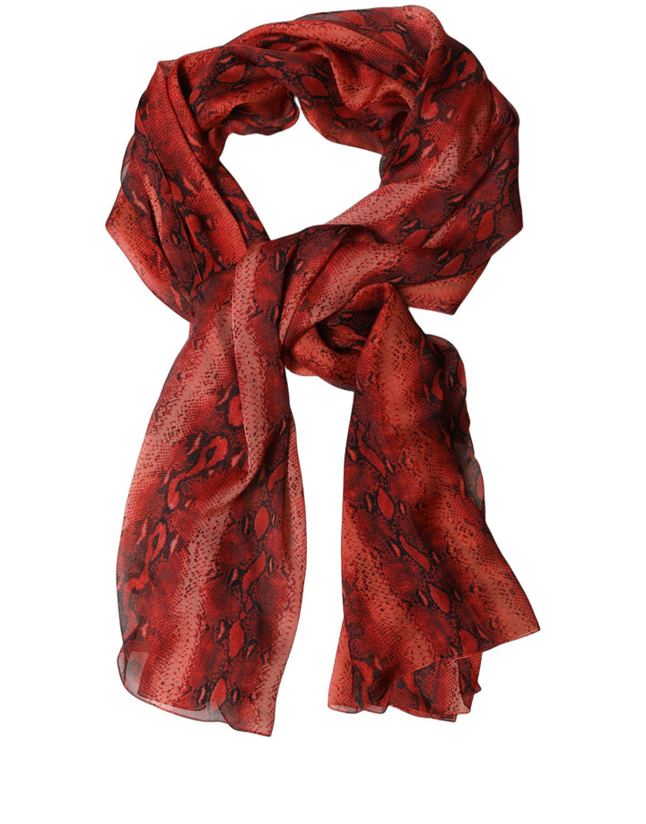 Dolce &amp; Gabbana Red Black Printed Silk Sheer Foulard Scarf