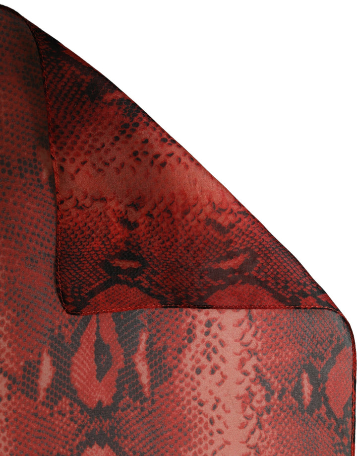 Dolce &amp; Gabbana Red Black Printed Silk Sheer Foulard Scarf