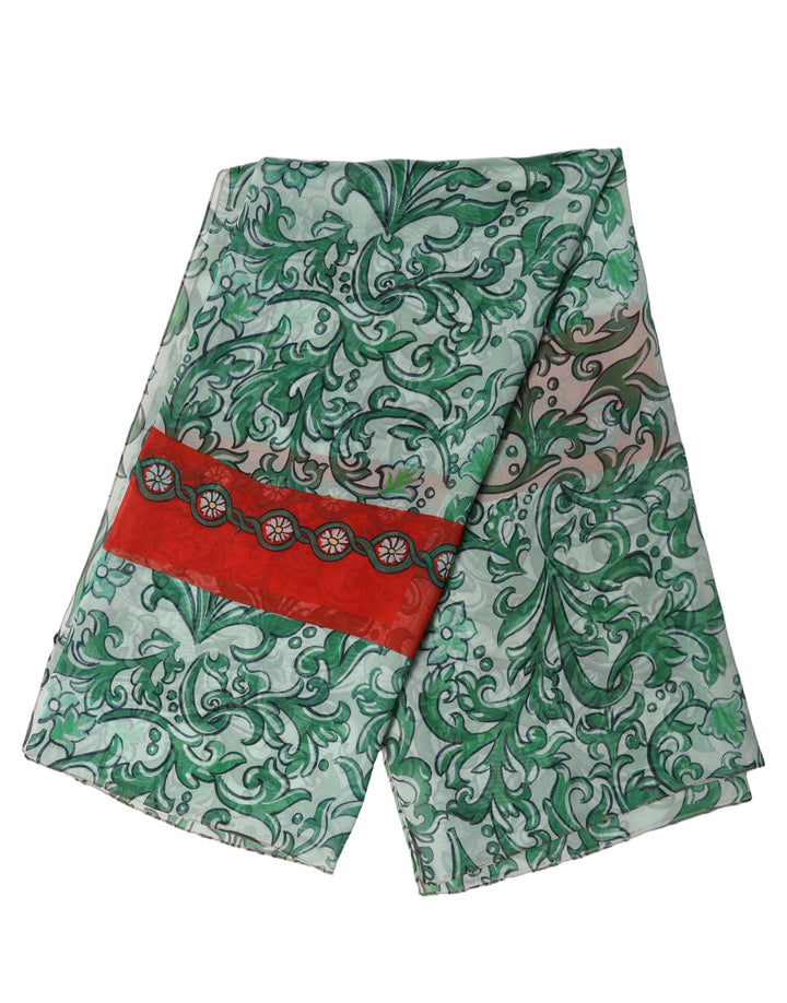 Dolce &amp; Gabbana Green Silk Floral Print Square Foulard Scarf