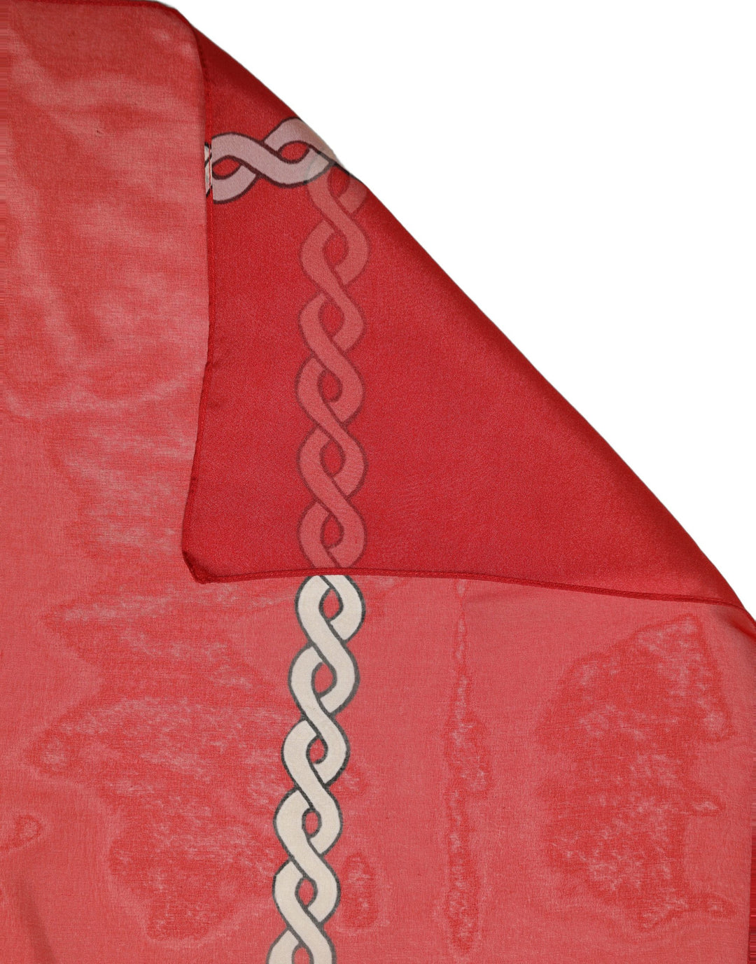 Dolce &amp; Gabbana Red Silk Braided Rope Square Foulard Scarf