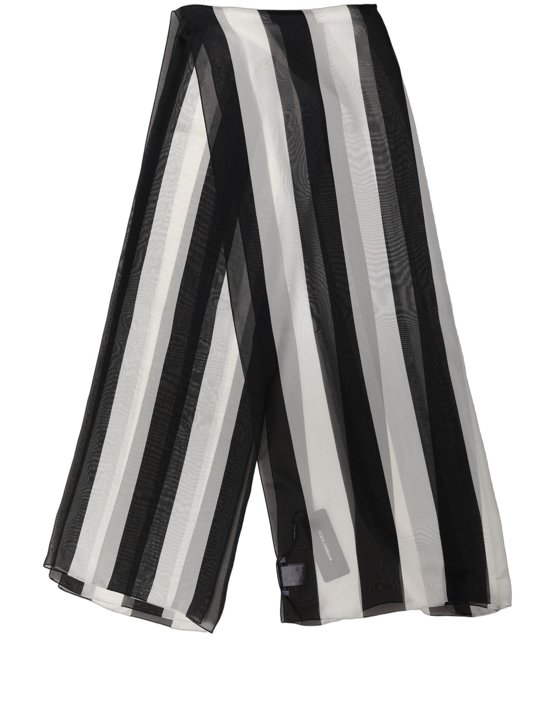Dolce &amp; Gabbana Black White Stripe Silk Shawl Stole Scarf