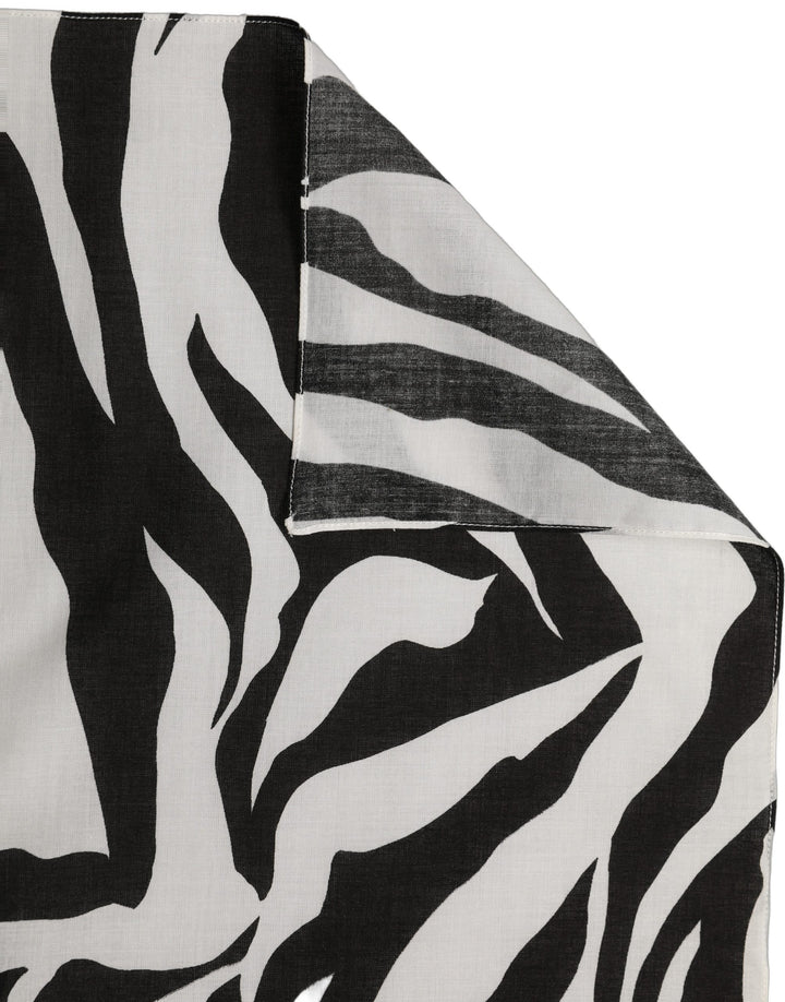 Dolce &amp; Gabbana Black White Zebra Cotton Lace Stole Scarf