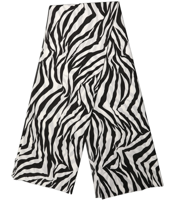 Dolce &amp; Gabbana Black White Zebra Cotton Lace Stole Scarf