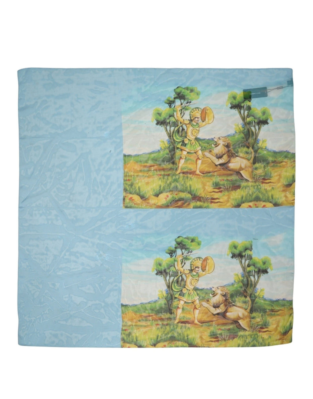 Dolce &amp; Gabbana Light Blue Silk Landscape Foulard Scarf