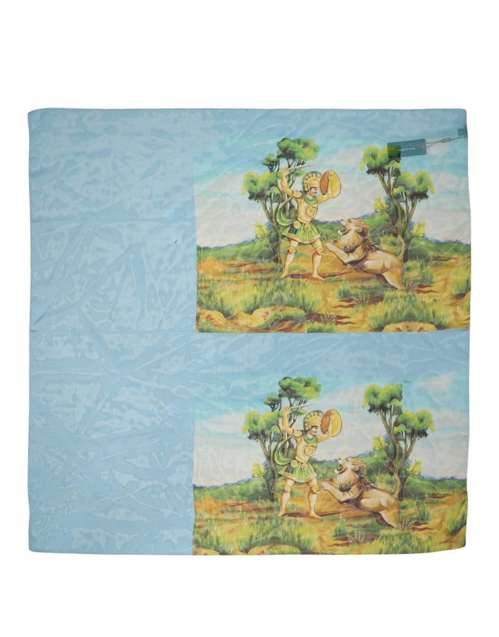 Dolce &amp; Gabbana Light Blue Silk Landscape Foulard Scarf