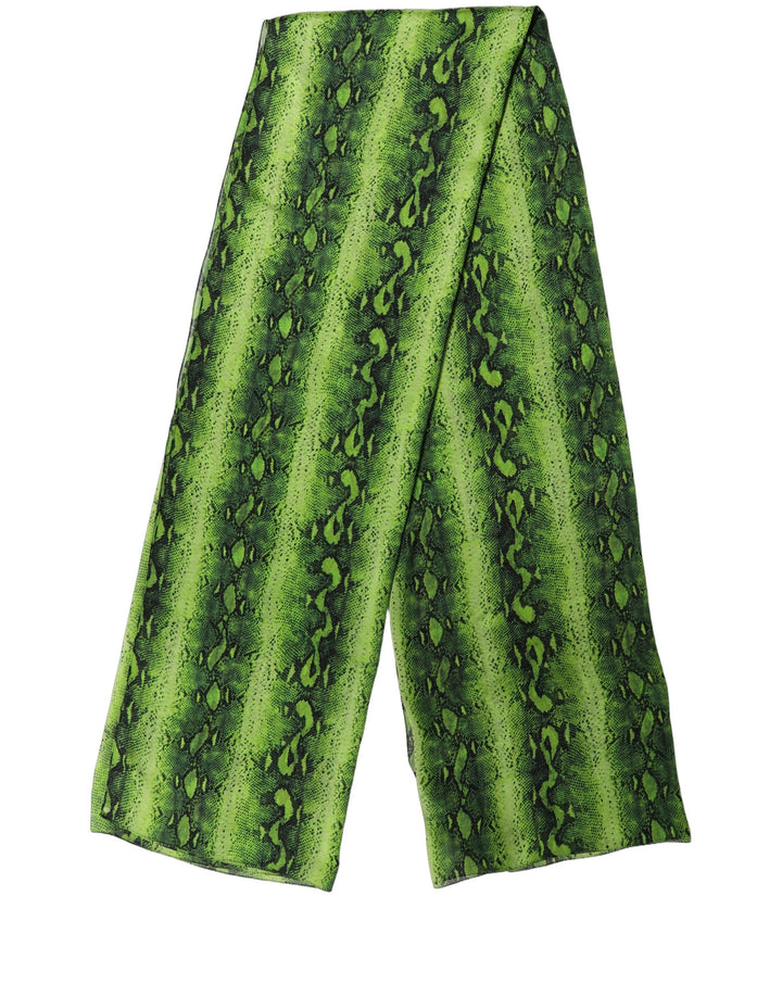 Dolce &amp; Gabbana Green Black Printed Silk Sheer Stole Scarf
