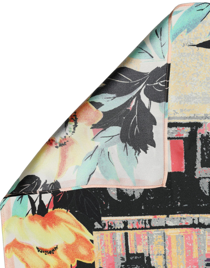 Dolce &amp; Gabbana Multicolor Printed Silk Square Foulard Scarf