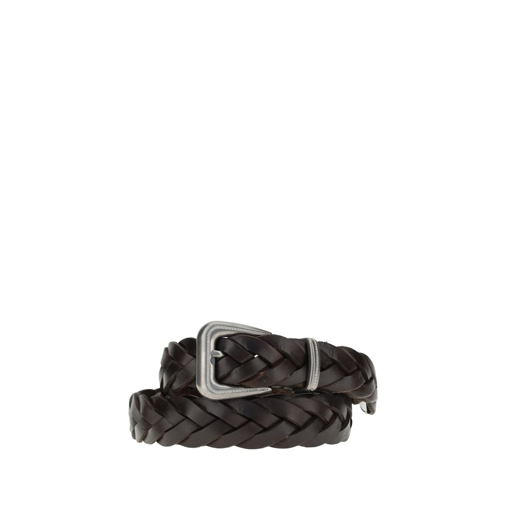 Brunello Cucinelli Brown Calf Leather Bos Taurus Belt