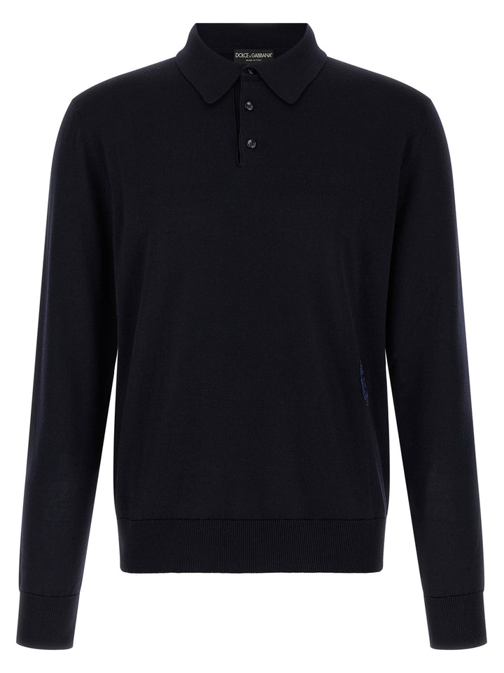 Dolce &amp; Gabbana Blue Virgin Wool Polo Shirt