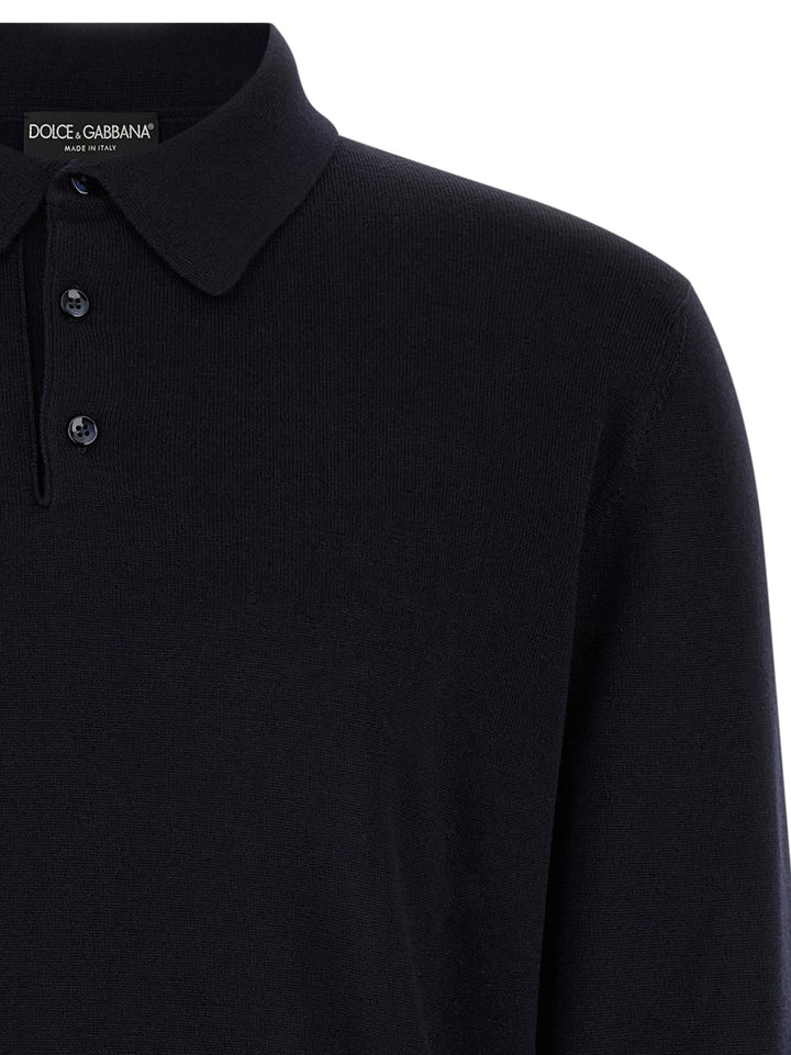 Dolce &amp; Gabbana Blue Virgin Wool Polo Shirt