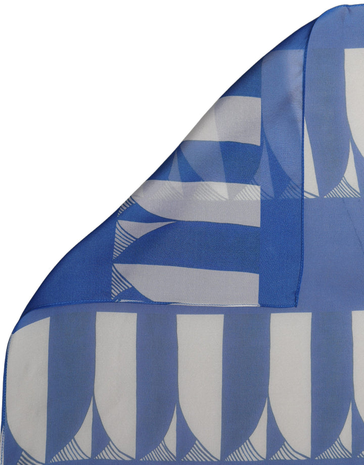 Dolce &amp; Gabbana Blue White Patterned Square Foulard Scarf