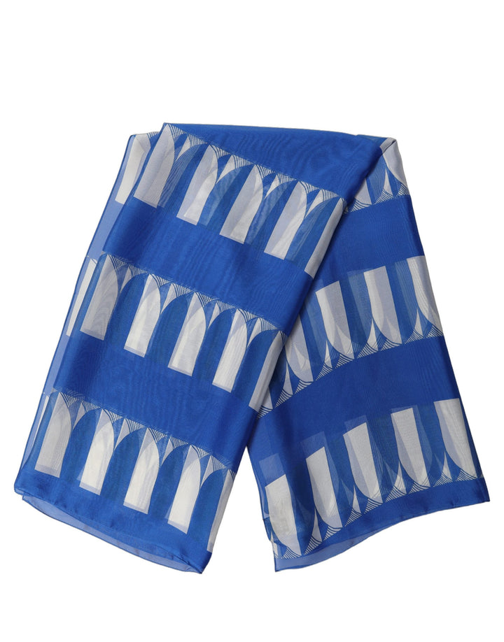 Dolce &amp; Gabbana Blue White Patterned Square Foulard Scarf