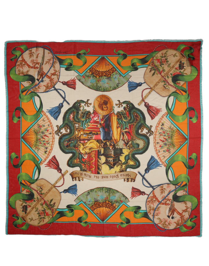 Dolce &amp; Gabbana Multicolor Marco Polo Motifs Shawl Scarf