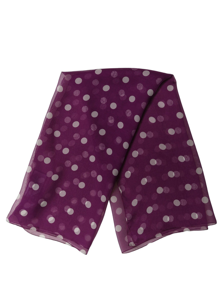 Dolce &amp; Gabbana Purple White Polka Dot Square Foulard Scarf