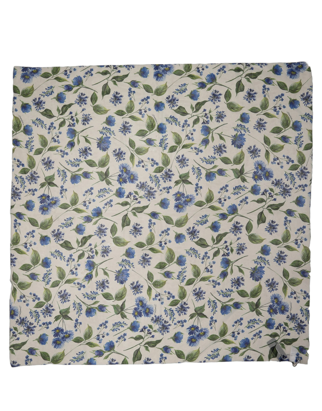 Dolce &amp; Gabbana White Blue Floral Square Foulard Scarf