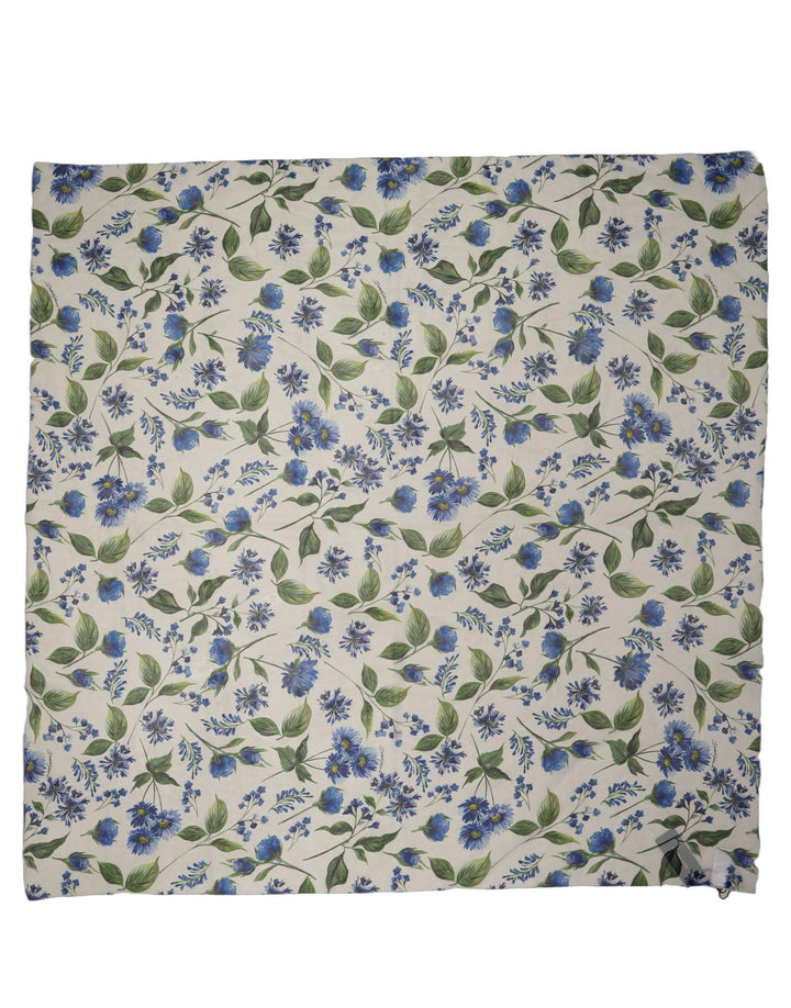 Dolce &amp; Gabbana White Blue Floral Square Foulard Scarf