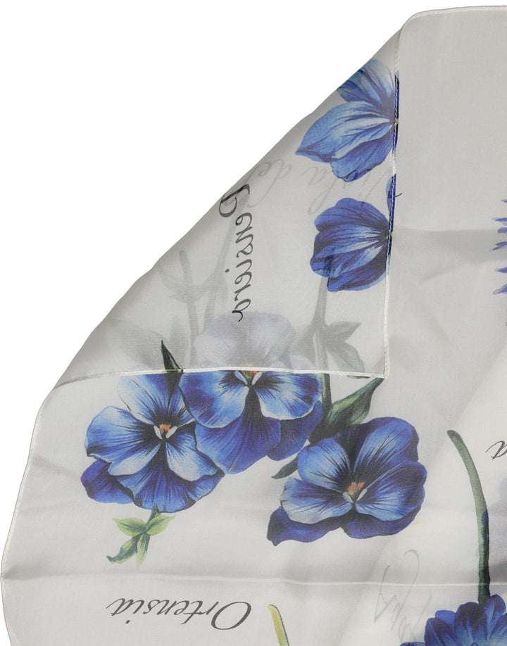 Dolce &amp; Gabbana White Silk Floral Chiffon Long Stole Scarf