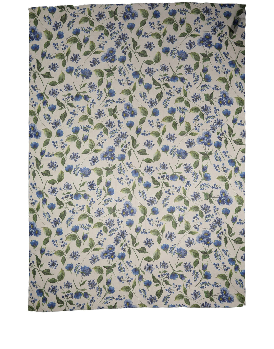 Dolce &amp; Gabbana White Blue Floral Polyester Stole Scarf