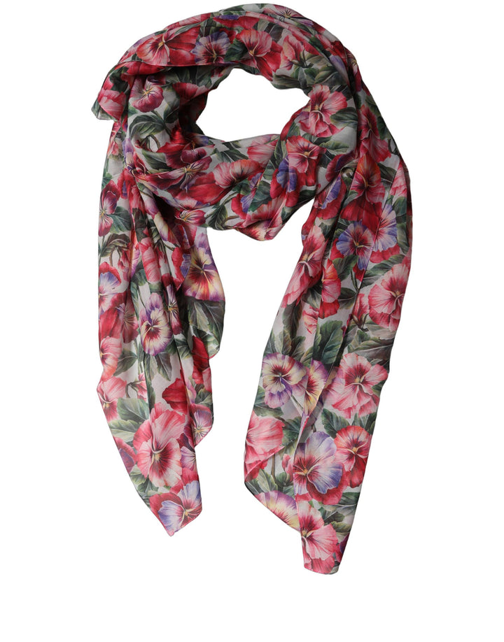 Dolce &amp; Gabbana Multicolor Floral Cotton Lace Stole Scarf