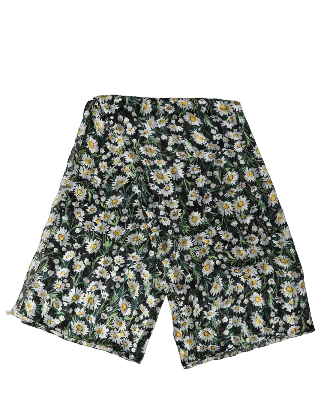 Dolce &amp; Gabbana Black Floral Daisy Square Foulard Scarf