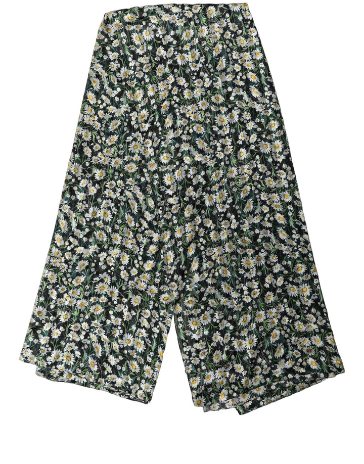 Dolce &amp; Gabbana Black Silk Daisy Chiffon Long Stole Scarf