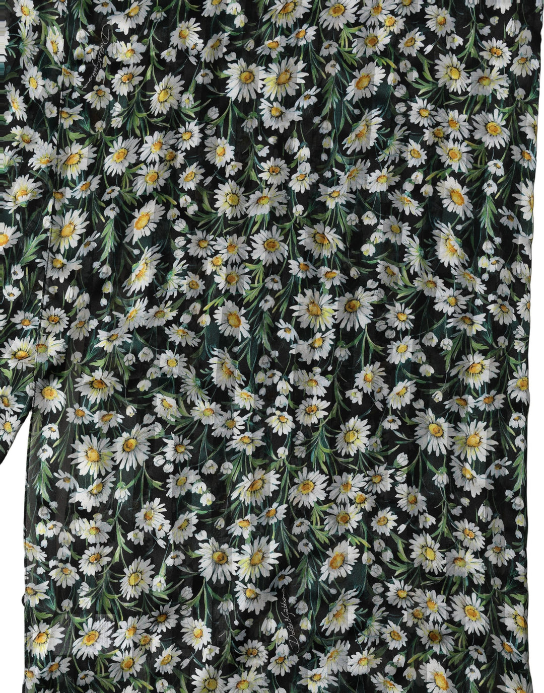 Dolce &amp; Gabbana Black Silk Daisy Chiffon Long Stole Scarf