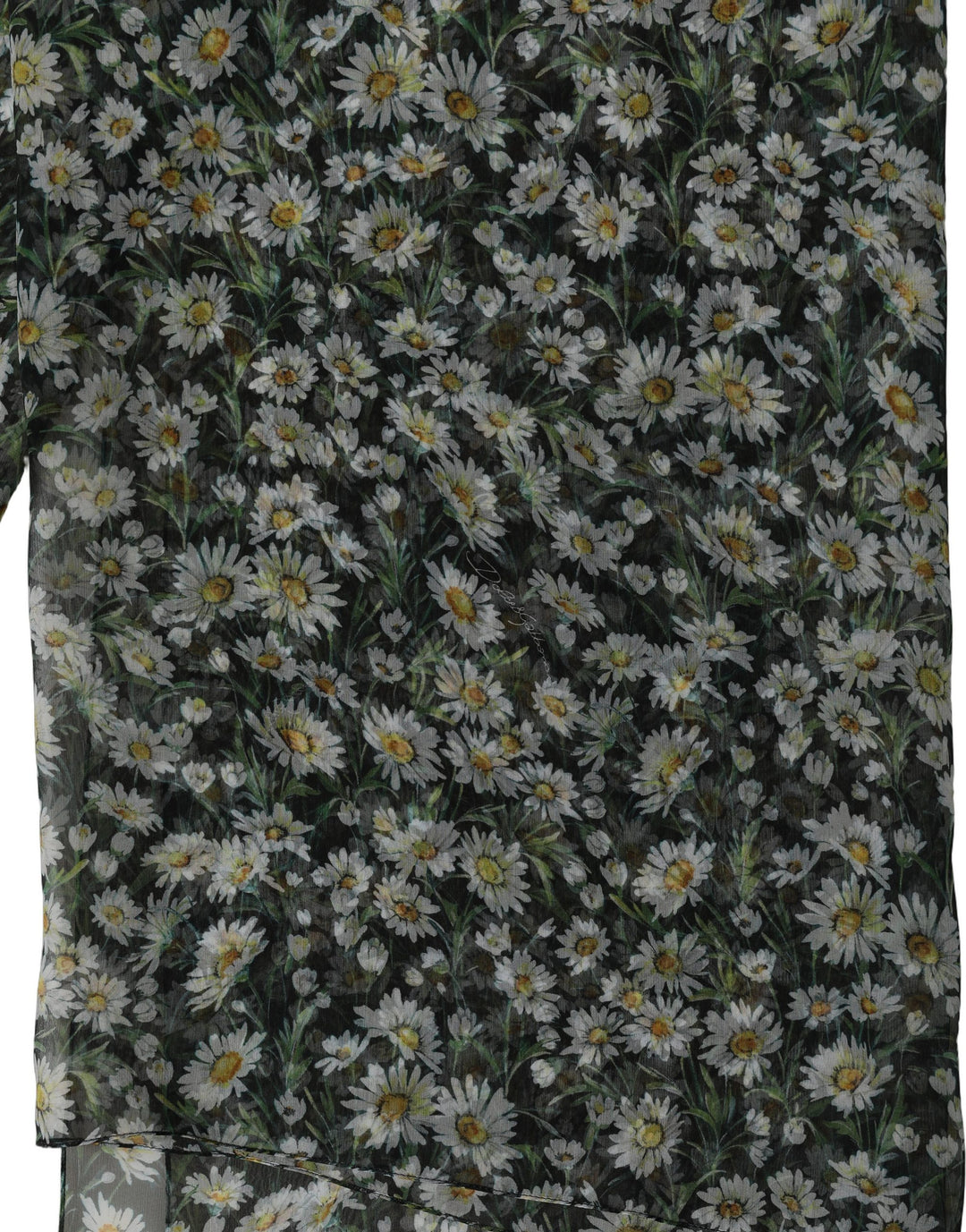 Dolce &amp; Gabbana Black Silk Daisy Chiffon Long Stole Scarf