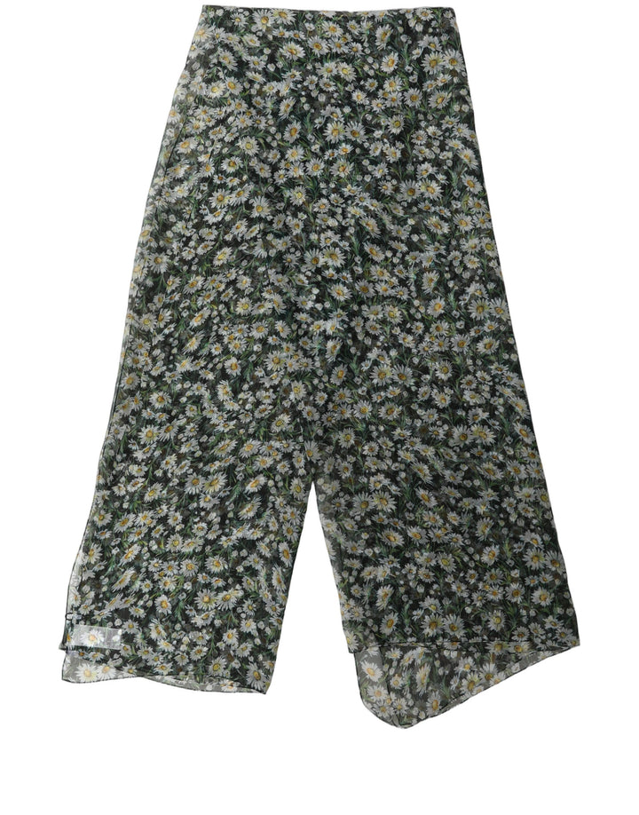 Dolce &amp; Gabbana Black Silk Daisy Chiffon Long Stole Scarf
