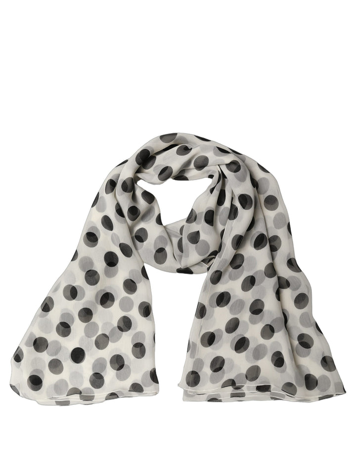 Dolce &amp; Gabbana White Black Polka Dot Shawl Stole Scarf