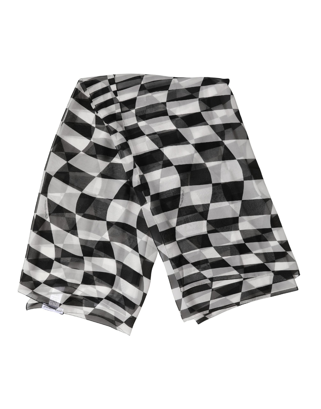 Dolce &amp; Gabbana White Black Checkered Silk Foulard Scarf