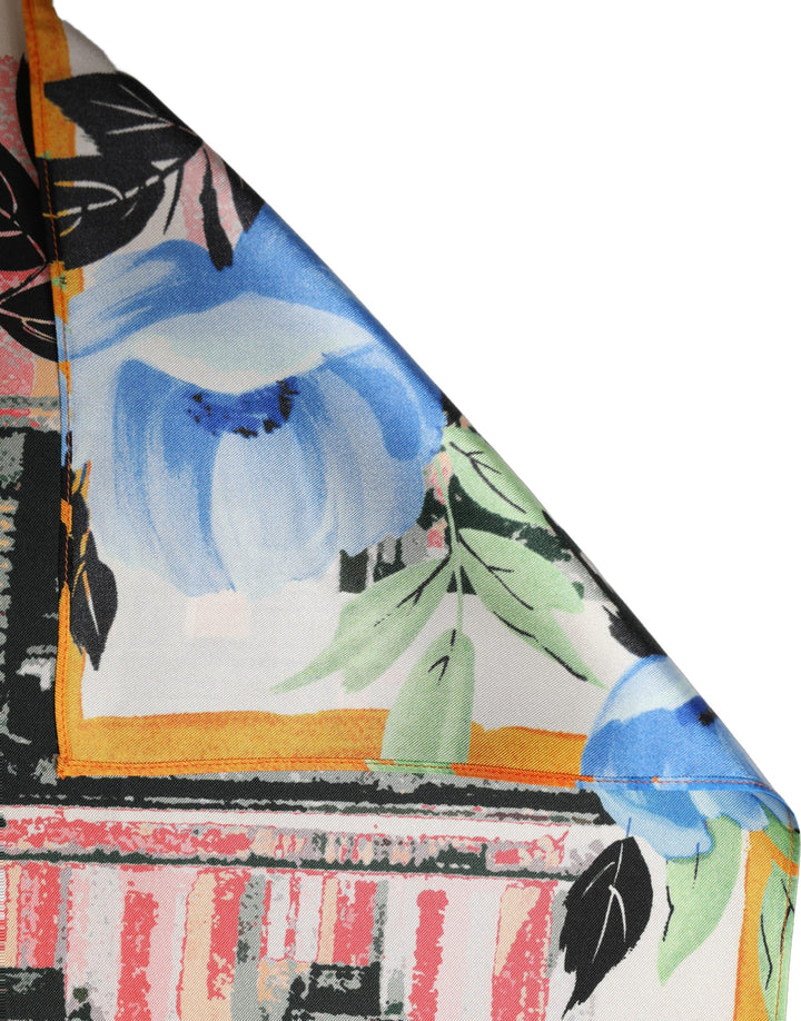 Dolce &amp; Gabbana Multicolor Printed Silk Square Foulard Scarf