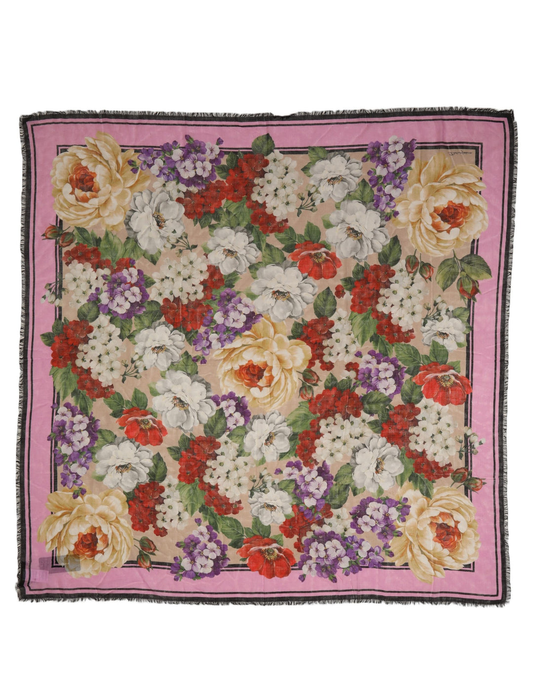 Dolce &amp; Gabbana Multicolor Floral Cashmere Foulard Scarf