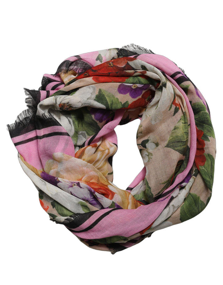 Dolce &amp; Gabbana Multicolor Floral Cashmere Foulard Scarf