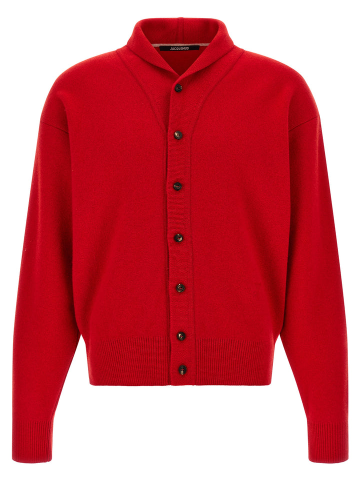 Jacquemus Red Merino Wool Cardigan