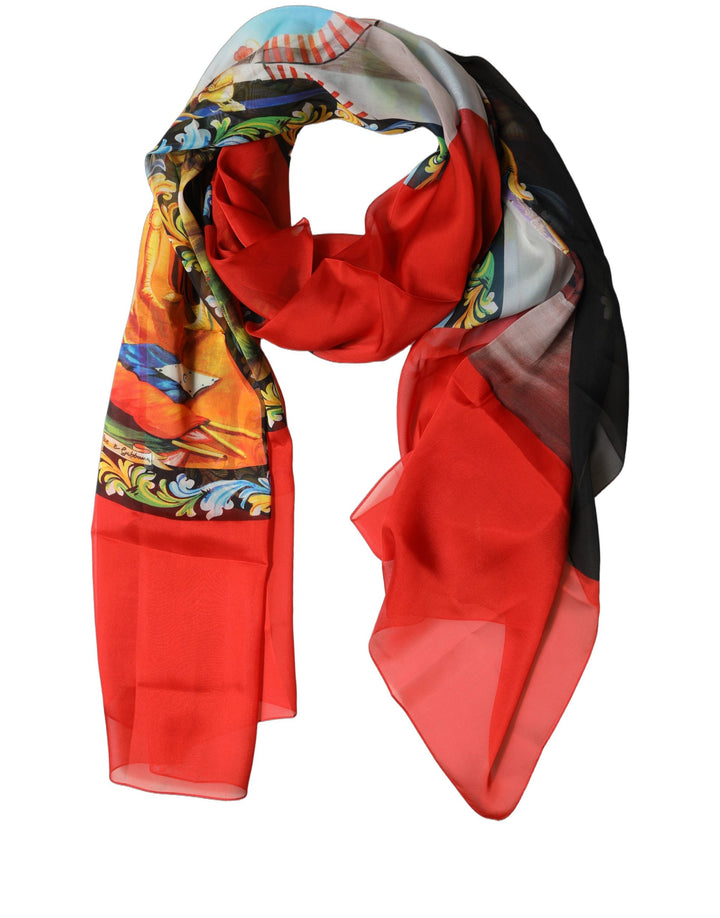 Dolce &amp; Gabbana Multicolor Silk Printed Shawl Stole Scarf