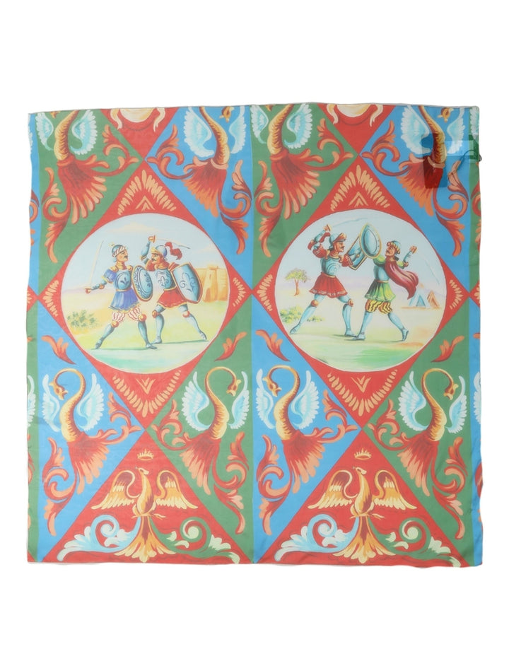 Dolce &amp; Gabbana Multicolor Silk Printed Square Foulard Scarf