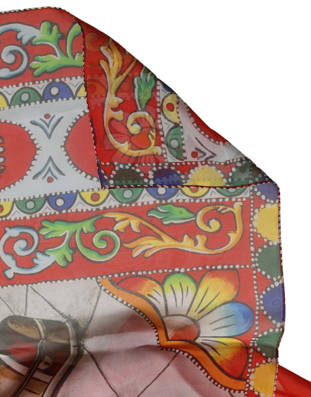 Dolce &amp; Gabbana Red Silk Historical Print Foulard Scarf