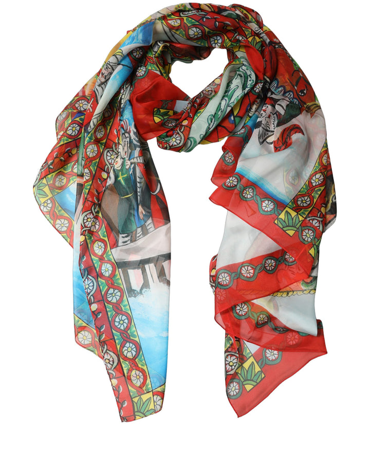 Dolce &amp; Gabbana Multicolor Silk Printed Shawl Stole Scarf