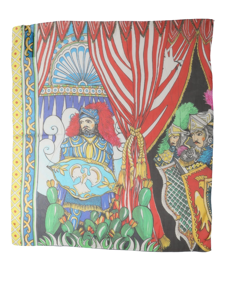 Dolce &amp; Gabbana Multicolor Silk Printed Square Foulard Scarf