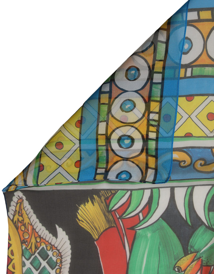 Dolce &amp; Gabbana Multicolor Silk Printed Shawl Stole Scarf
