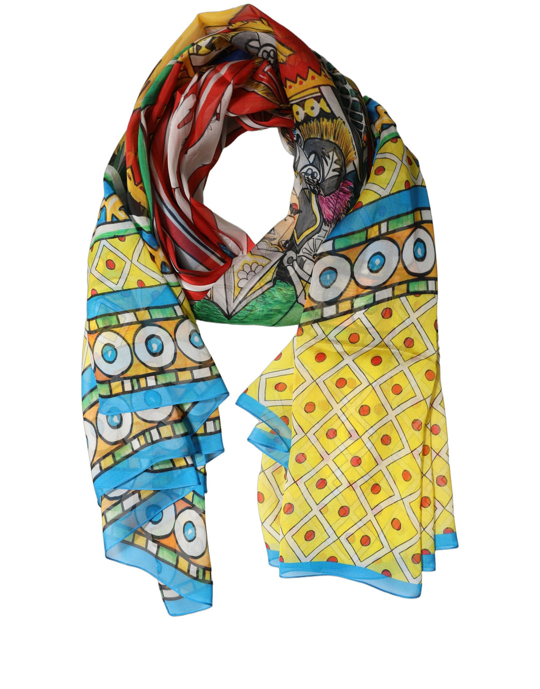 Dolce &amp; Gabbana Multicolor Silk Printed Shawl Stole Scarf