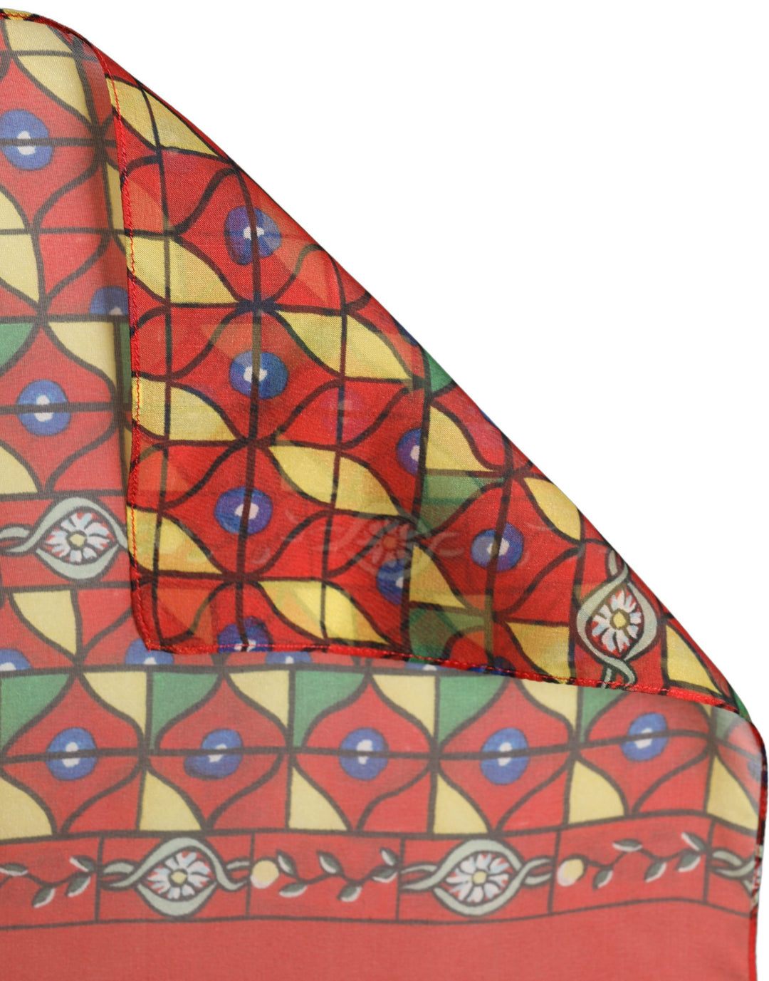 Dolce &amp; Gabbana Red Silk Geometric Print Shawl Stole Scarf