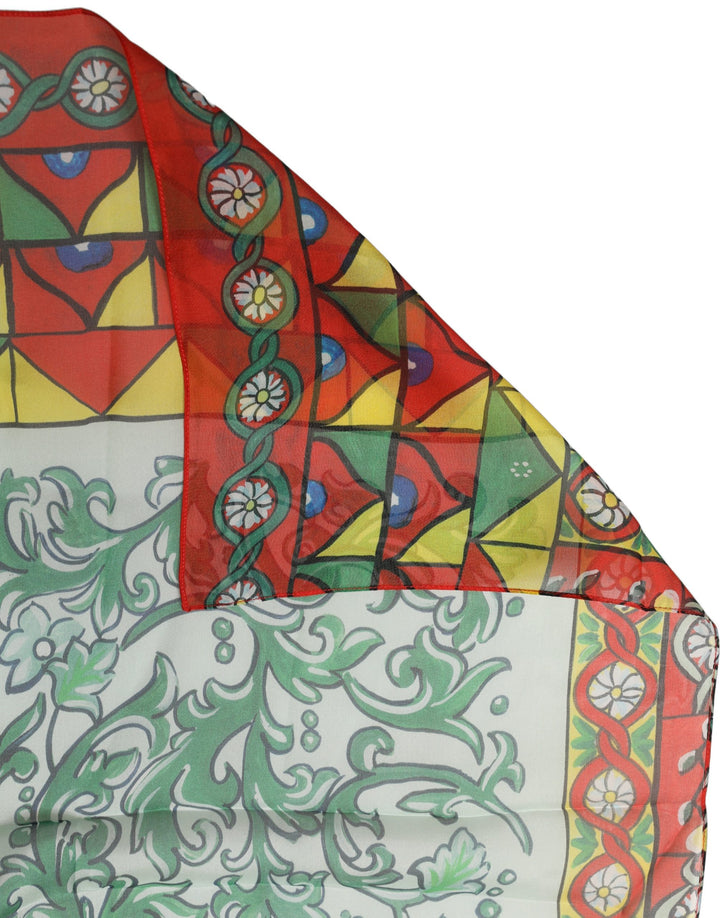 Dolce &amp; Gabbana Multicolor Silk Printed Foulard Scarf